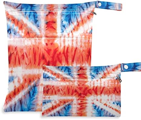 ZZXXB Боя за Вратовръзка с Британския Флаг, Водоустойчив Влажна Чанта за многократна употреба Текстилен Пелена, Влажна, Суха Чанта