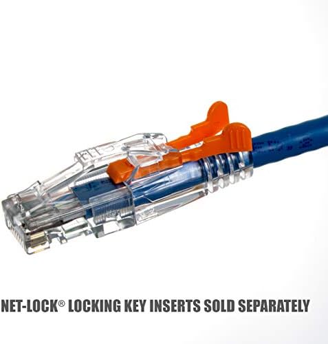 Пластир кабел NTW NTW 15 ' с ключалка CAT6, патентован Net-Lock, Без довършителни, синьо (NL-U6K-015BL)