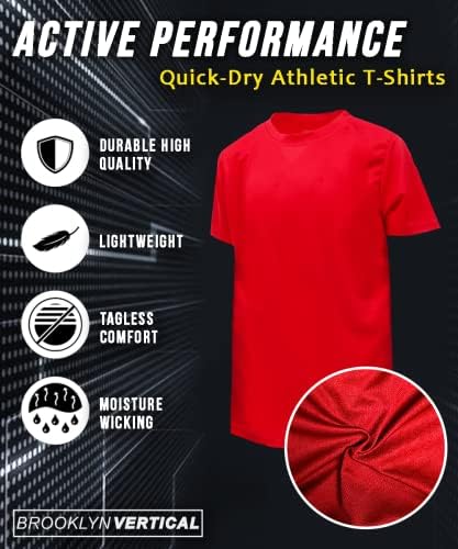 Бързосъхнеща, Впитывающая влагата тениска за активни спортни изяви BROOKLYN VERTICAL Boy ' s от 5 опаковки за момчета