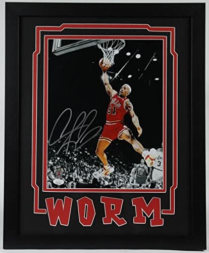 Денис Родман, Подписано Снимка в рамка 11x14 с Автограф от JSA Authentic Bulls 6 Червей - Снимки на NBA С автограф