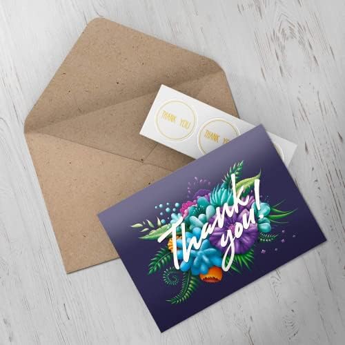 Картичка с благодарност MDMprint (24 бр.), В комплект Празни пощенски картички и пликове със стикери, 4 x 6, нов цветен дизайн (образец № 2), идеални за всеки повод, Подарък па
