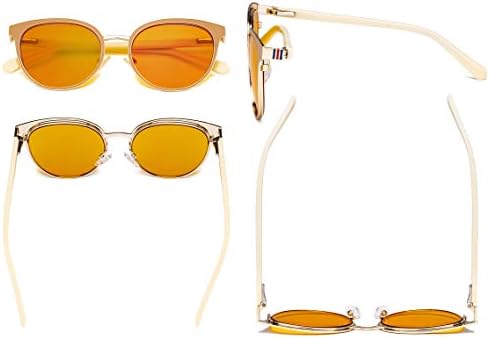 Дамски Сини Светозащитные очила Eyekepper с Оранжеви тъмни фильтрующими лещи за сън - Женски Компютърни очила Голям размер Cateye