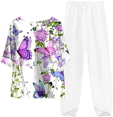 Летни Комплекти Дамско облекло от 2 теми, Плюс Размера на Ежедневни Свободна Дамски Дрехи За по-възрастните Хора, Комплекти с Тениска