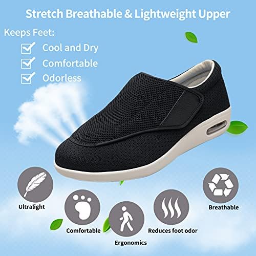 Дамски обувки за диабетици, Широка Пешеходна обувки с регулируема закопчалка, Дишащи Меш маратонки въздушна възглавница за възрастни