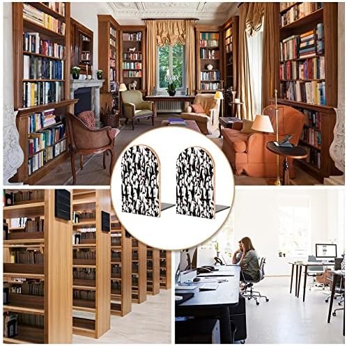 Симпатичните Пингвини Отпечатани Дървени Книгата Завършва Нескользящий Декор Bookend Малък Офис Вкъщи 1 Чифт