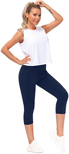 Дамски панталони за йога THE GYM PEOPLE с Висока талия и джоб за регулиране на корема