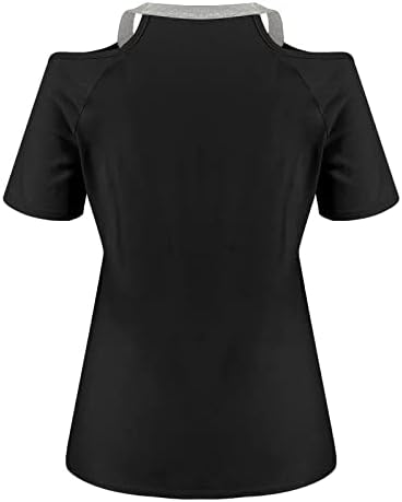 Най-Тениска за Момичета Есен-Лятото с Къс Ръкав 2023, с Открити Рамене, Vneck, Памук Топ с Графични Кристали, HQ HQ