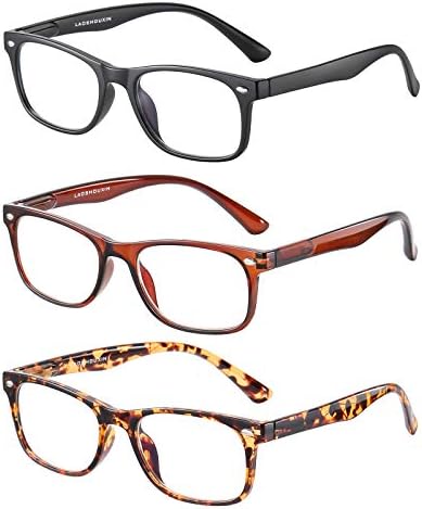 LAOSHOUXIN, 3 опаковки очила за четене TR90, Блокиране на синята светлина с пружинным тръба на шарнирна връзка, Очила за четене за жените и мъжете, по-Леки Очила с Антирефле?