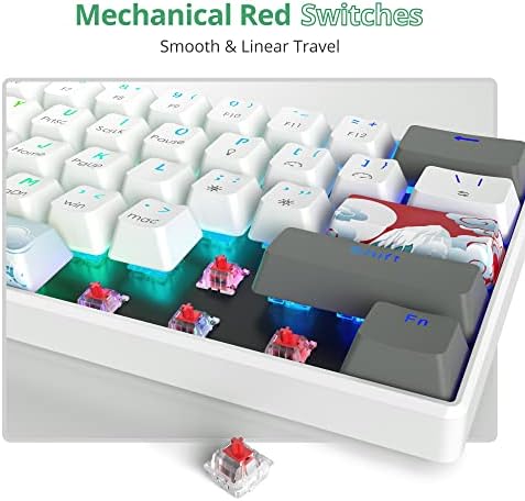 Механична клавиатура Owpkeenthy RGB с 60-лихвени червени стрелки, Ультракомпактный мини жични игри ключодържател с подсветка от