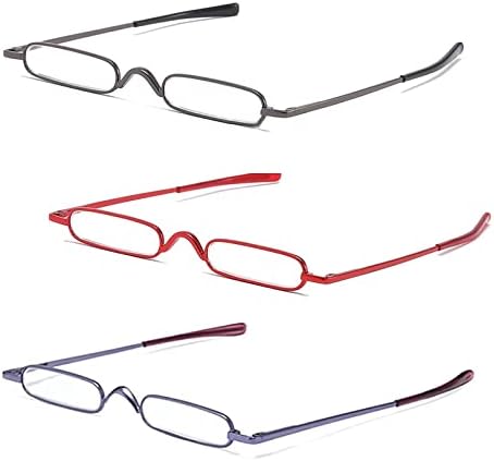 OWTXIS 3 опаковки мини-очила за четене с тънка дръжка - Компактни Ридеры с калъф-клипсой за химикалки, очила метална рамка с пружинным