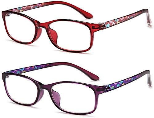 Очила за четене EYEURL за жени, 2 за опаковане, Блокиране на Синя Светлина, Лесен Филтър за четене, UV-Лъчи/Отблясъците, Защита