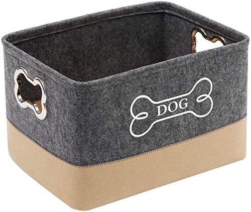 Кошница за малки кученца Morezi от филц, Голяма кутия за играчки за кучета с метална дръжка, Организатор на домашни животни - идеален