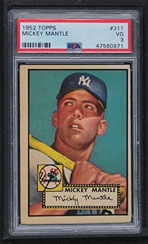 1952 Topps 311 Мики Мэнтл Ню Йорк Янкис (Бейзболна картичка) PSA PSA 3.00 Янкис