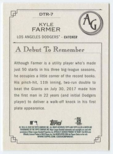 2020 Алън и Гинтер Дебют на паметта DTR-7 Бейзболна картичка Kayla Фармера Лос Анджелис Доджърс МЕЙДЖЪР лийг бейзбол NM-MT