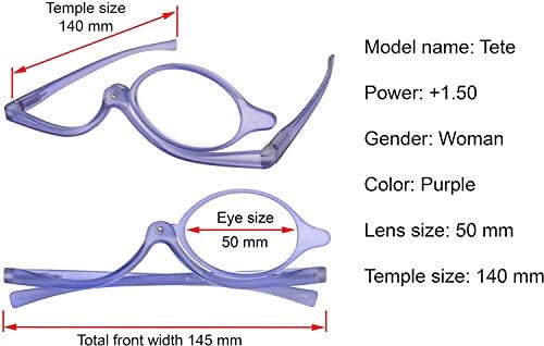 Очила за Грим Tete Увеличителни се Завърта С Една Леща За Нанасяне на Грим Увеличителни Очила В Лилаво-Рамки