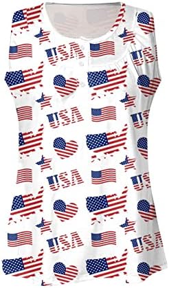 На 4 юли, Туники с Флага на САЩ, Женска Тениска, Прикрива Корема, Летни Дневни Празнични Блузи с Къс Ръкав и V-образно деколте и