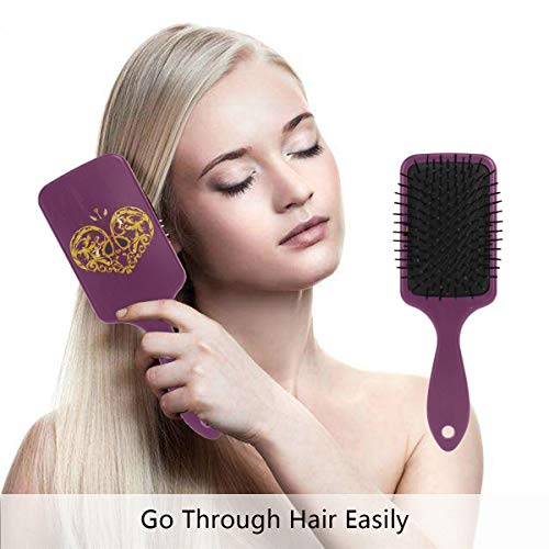 Четка за коса на въздушна възглавница Vipsk, Пластмасов Цветна Лилаво Love, Подходящ за добър масаж и Антистатични разнищване на косата, подходящ за суха и мокра коса, г?