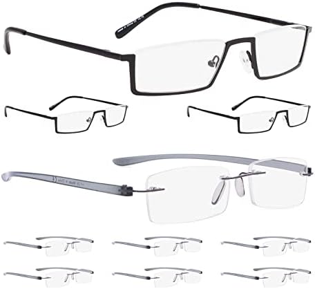 LUR 3 опаковки очила за четене в полукръгла рамка + 7 опаковки очила за четене без рамки (общо 10 двойки ридеров + 1,00)