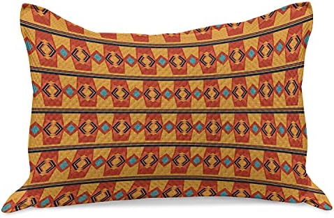 Калъфка за възглавница от ацтеките Вязаного юрган Ambesonne Хоризонтални Линии, Триъгълници Топли Тонове, Калъфка за възглавница със Стандартен размер King Size Спалня, 36 x