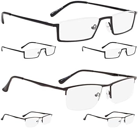 LUR 3 опаковки на метални очила за четене в полуободке + 3 опаковки очила за четене без полуободки (само 6 двойки ридеров + 1,25)
