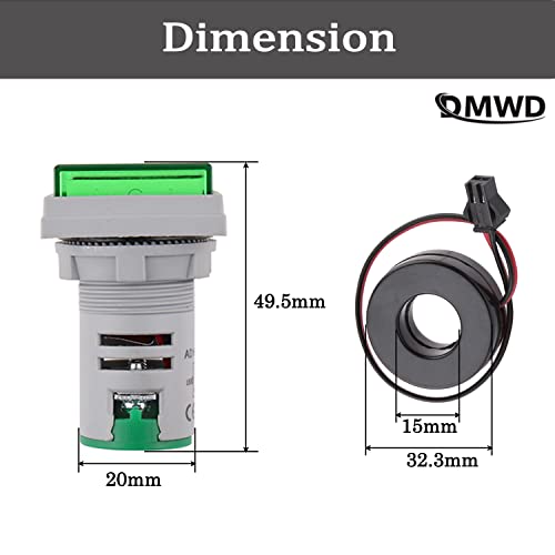 Измерване на напрежение DMWD Amp, Квадратна Двойна Панел на дисплея 22 мм, Волтметър, Амперметър ac 0-100A 60-500 В, Led брояч,