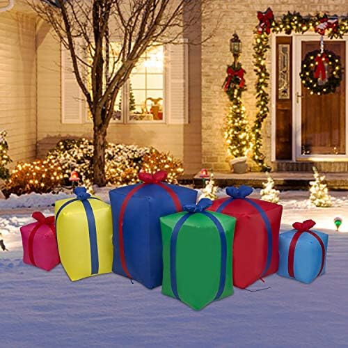 6 фута Коледни Надуваеми Подаръчни Кутии, Выдуваемые Въздух, Led Светлини, Празнична Украса на Двора