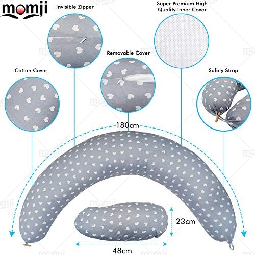Възглавница за бременни MOMJI Кръгла форма, мулти-функция, която Поддържа Цялото тяло Възглавница за бременни, за Хранене на детето,