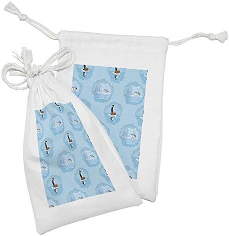 Комплект от 2 Чанти от зимен тъкан Ambesonne, Натурална Тема Пингвините и Снежните ледници, Студената Полярна живот, Малка чанта