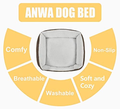 ANWA Здрава Легло За Кучета, Машинно Пране, Малка Легло За Кучета с Квадратна, Удобно Легло За Кученца от Средни по Размер