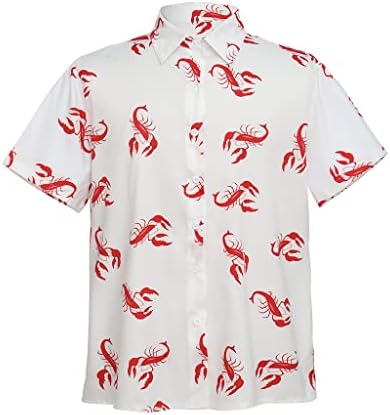 Мъжка риза Kramer Lobster в Хавайски стил, С Къс Ръкав, Ежедневни Летни Плажни Бели Ризи с Копчета