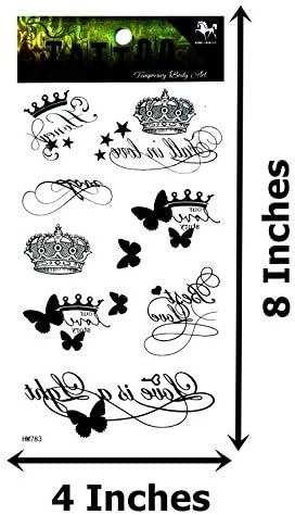 NipitShop 1 Лист Модни Дамски Мъжки Водоустойчив Временни Татуировки Короната На Принцеса Пеперуда Татуировки Боди Арт Флаш Татуировка
