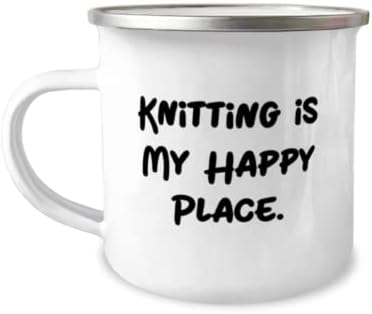 Плетене - моето Щастливо Място. Чаша за Къмпинг на 12 унции, Плетене, Вдъхновяващи идеи за Подаръци За Плетене