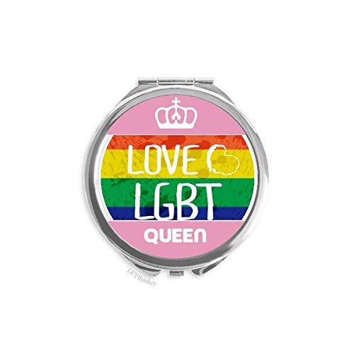 Love LGBT Rainbow Ink Сърце Мини-Двустранно Джобно Огледало За Грим Queen