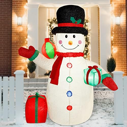На РАЗСЪМВАНЕ На 6 ФУТА Коледен Надуваем на Плюшено мече, Снежен човек, Коледни Снежен човек с Подарочными Кутии за Коледна Украса