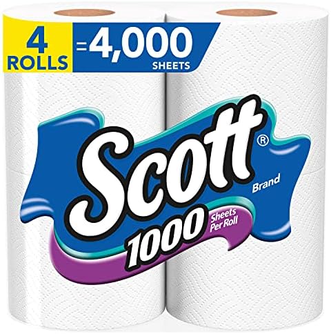 Scott 1000 листа в ролка тоалетна хартия, 4 ролка, кърпи за баня