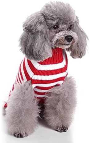 Класически Коледен Пуловер в Червената Лента за Малки Кучета и Котки, Зимата Топъл Пуловер, Риза в Училище Стил, Облекло, Дрехи