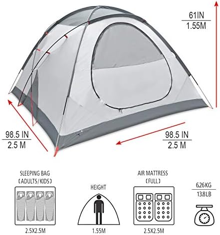 KAZOO Водоустойчив Туристическа Палатка Ultralight 4 Човека Леки Къмпинг Палатка за 4 Човека, Туристически Палатки Алуминиева Рамка