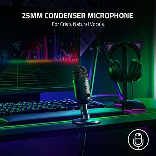 Кондензаторен микрофон Razer Seiren V2 X USB за стрийминг на живо и игри на PC: Суперкардиоидный звукосниматель - Вграден цифров